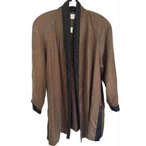 Vintage Apart Women's cardigan chocolate brown black 100% Silk Cardigan size XL